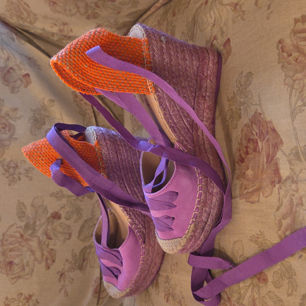 Purple and Orange Espadrille Wedges - Picture 3 of 5